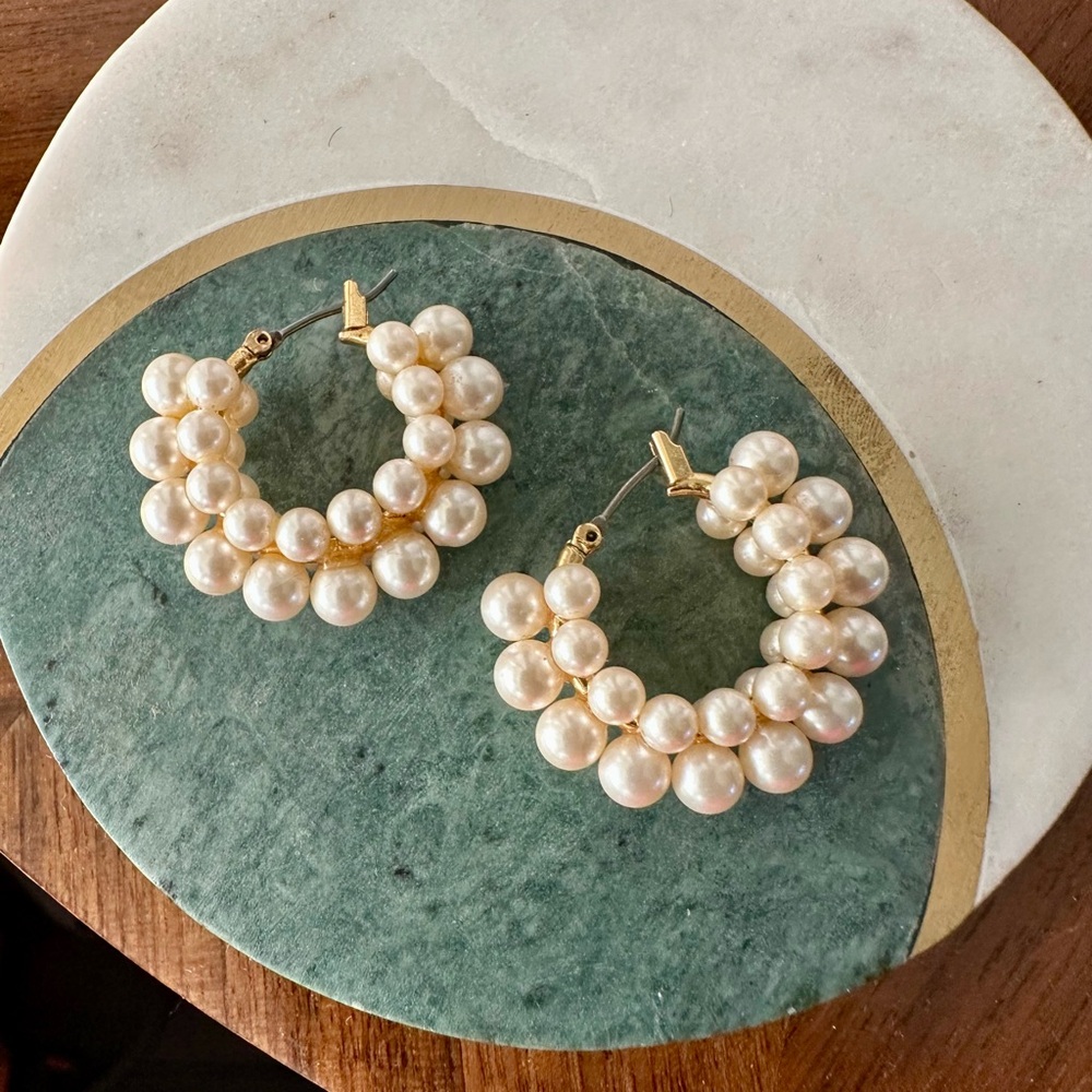 J.Crew Layered mini-pearl hoop earrings